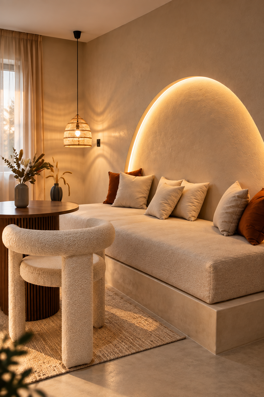 Curved lounge seating in Marrakech